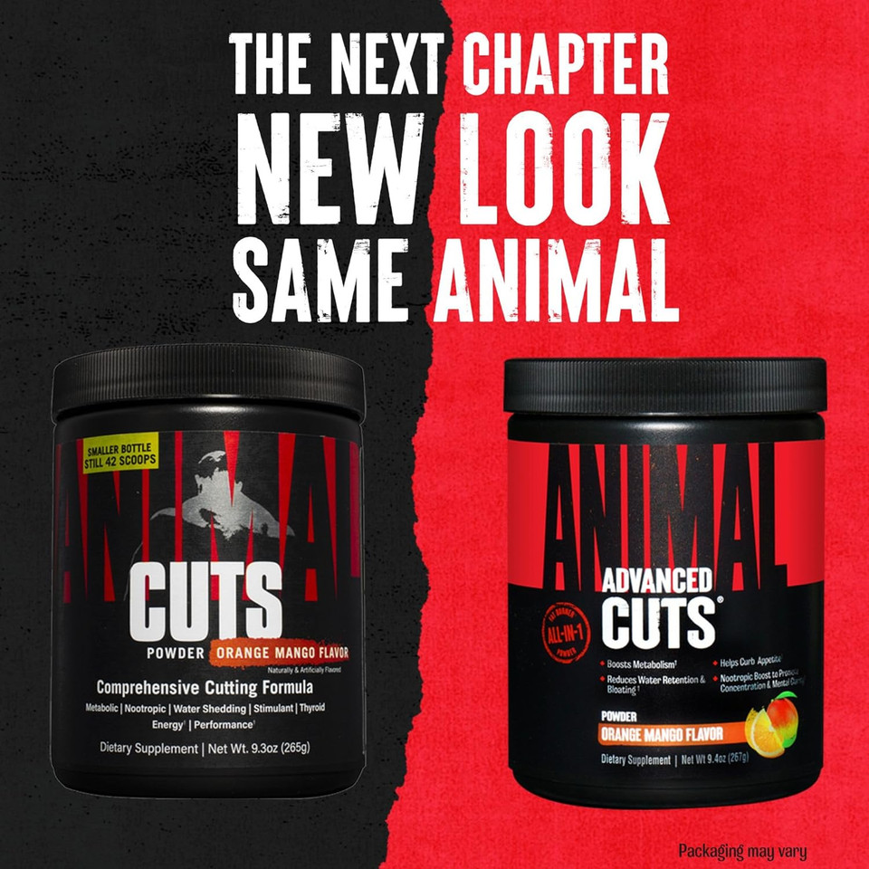 Animal Cuts Powder  Weight Management Supplement  Fat Burner, Metabolic Enhancer With Nootropics, Carnitine, Tyrosine, Diuretic  Orange Mango Flavor, 8.3 Oz, 42 Count42 Servings (Pack Of 1)