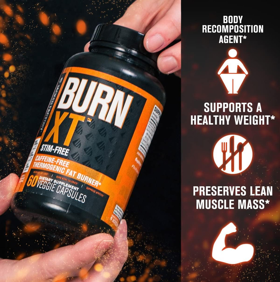 Jacked Factory Burn-XT Stim Free, Caffeine Free Weight Loss Supplement - Fat Burner and Appetite Suppressant for Weight Loss with Green Tea Extract, Capsimax, & More - 60 Diet Pills