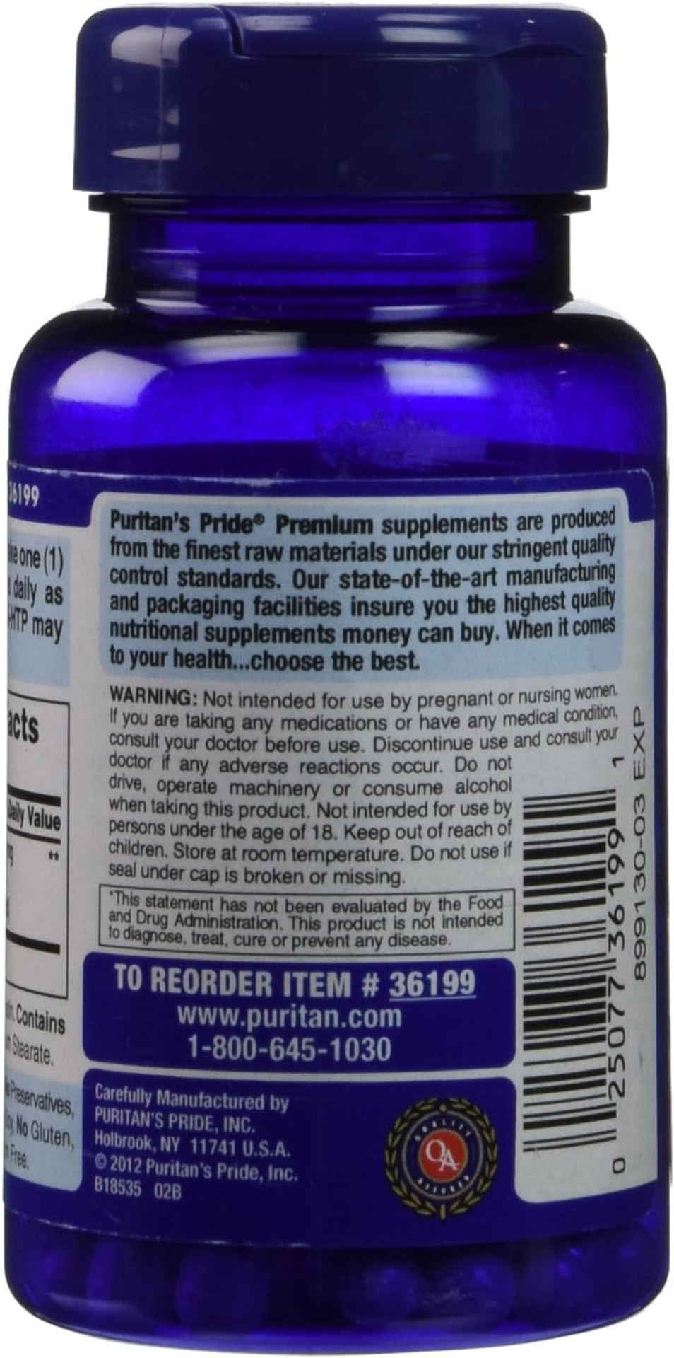 Puritan'S Pride 5-Htp 200 Mg Capsules, 60 Count