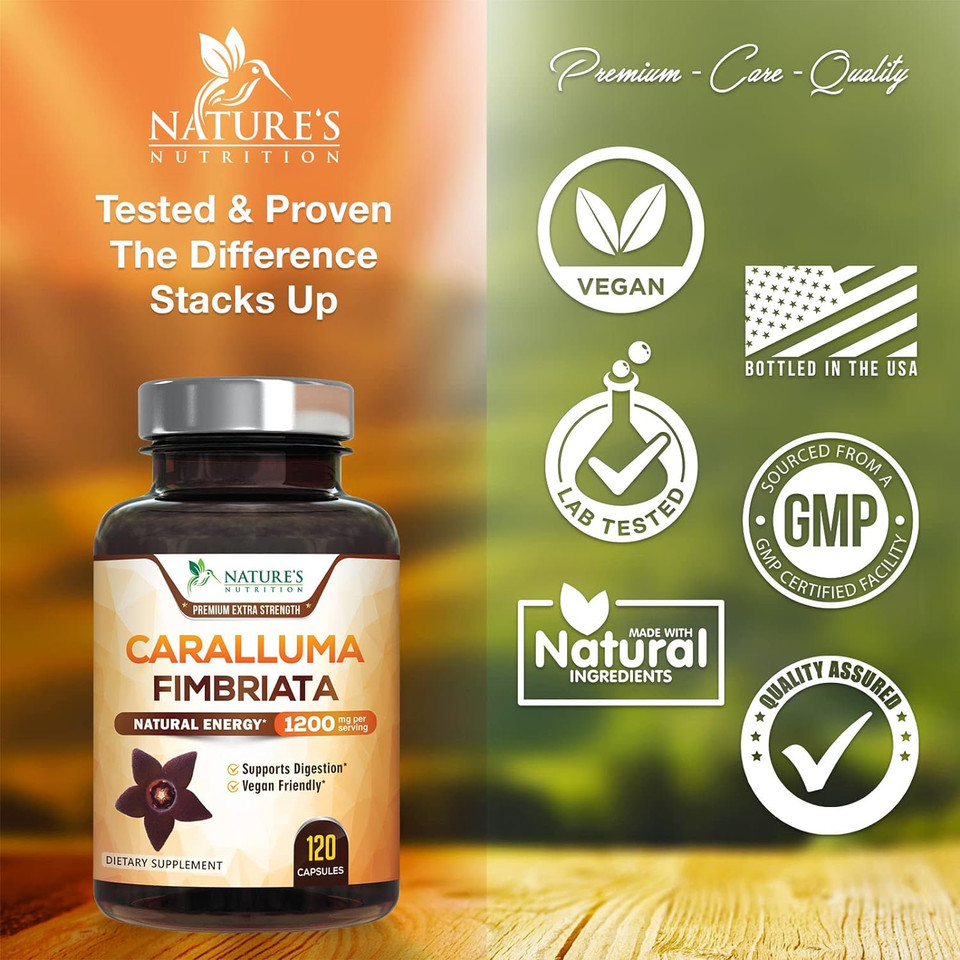 Pure Caralluma Fimbriata Extract Highly Concentrated 1200Mg - Natural Endurance Support, Best Vegan Supplement For Men & Women, Non-Gmo - 120 Capsules120 Count (Pack Of 1)