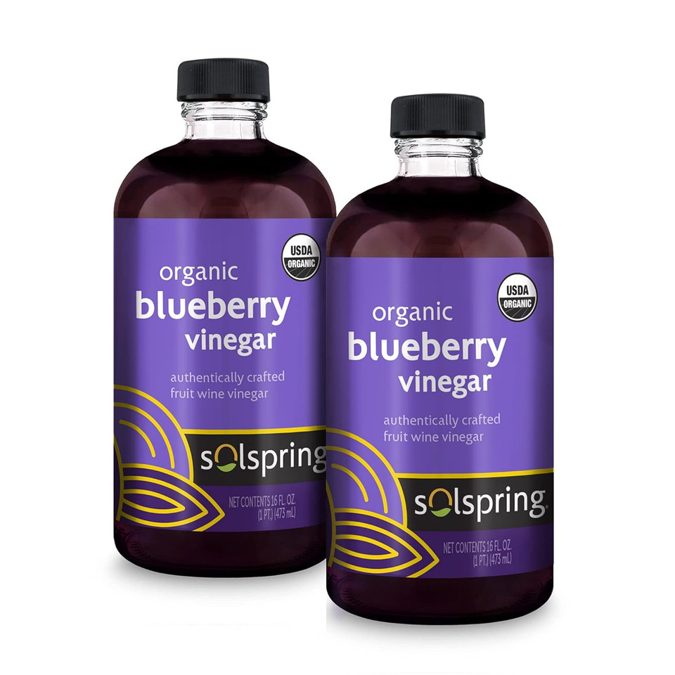 Dr. Mercola Solspring Organic Blueberry Vinegar, 2 Bottle (16 Fl. Oz.), Tart, Full-Bodied Flavor, Non Gmo, Soy Free, Gluten Free, Usda Organic