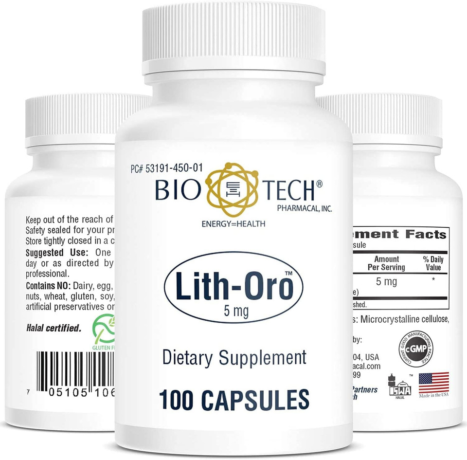 Bio-Tech Pharmacal Lith-Oro Dietary Supplement (5Mg, 100 Count)