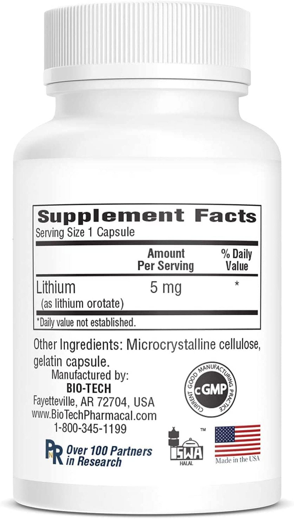 Bio-Tech Pharmacal Lith-Oro Dietary Supplement (5Mg, 100 Count)