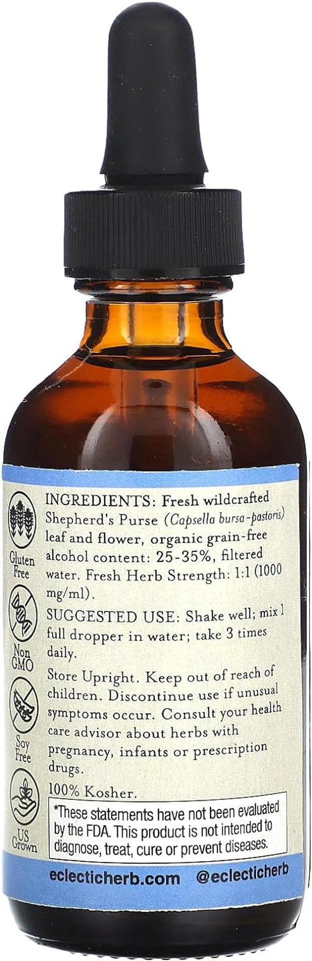 Eclectic Institute Shepherd'S Purse Extract | Supports Digestive Gastrointestinal Health | 2 Fl Oz (60 Ml)Blue