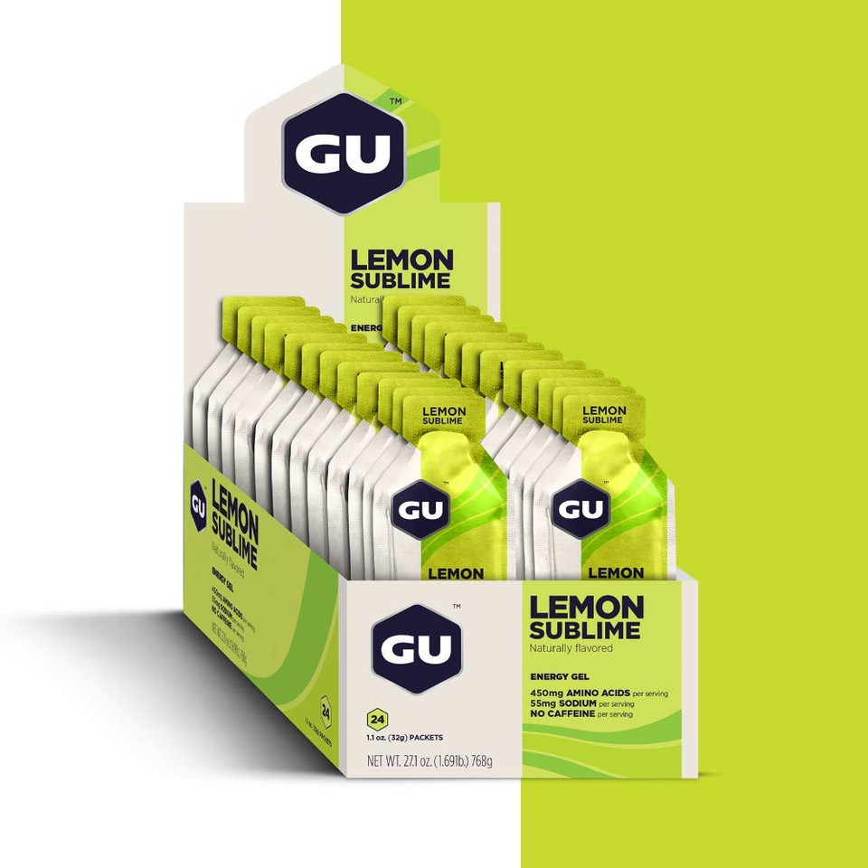 Gu Energy Original Sports Nutrition Energy Gel, 24-Count, Lemon Sublime