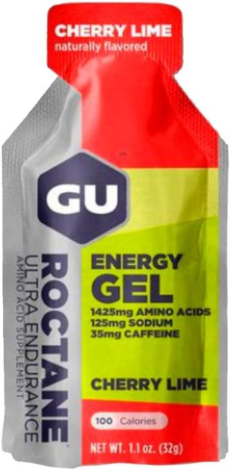 Gu Energy Roctane Ultra Endurance Energy Gel, 24-Count, Cherry Lime