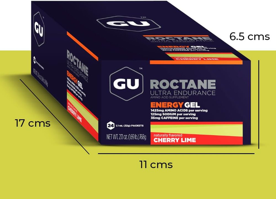 Gu Energy Roctane Ultra Endurance Energy Gel, 24-Count, Cherry Lime