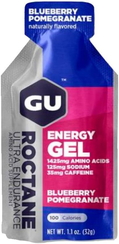 Gu Energy Roctane Ultra Endurance Energy Gel, Quick On-The-Go Sports Nutrition For Running And Cycling, Blueberry Pomegranate (24 Packets)