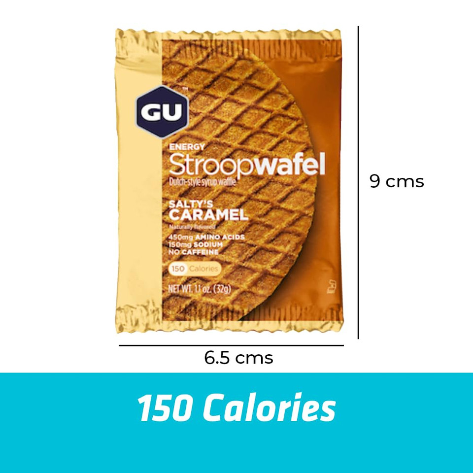 Gu Energy Stroopwafel Sports Nutrition Waffle, Salty'S Caramel, 1.1 Ounce (Pack Of 16)