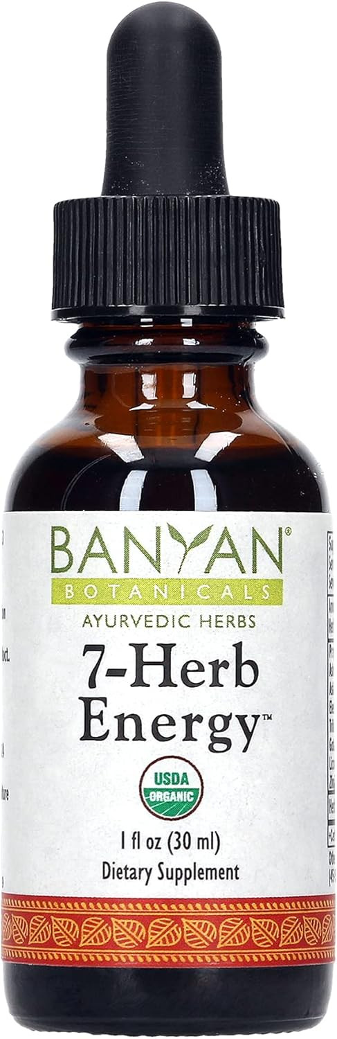 Banyan Botanicals 7 Herb Energy - Organic Liquid Extract - 1 Oz - Caffeine-Free, Natural Energy Support