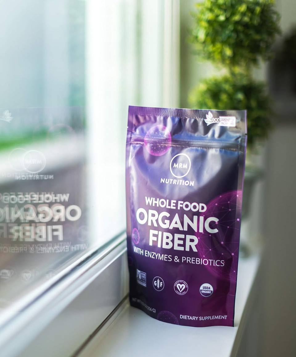 Mrm Nutrition Whole Food Organic Fiber | With Enzymes + Prebiotics | Insoluble + Soluble Fibers | Digestive Health + Regularity | 6G Fiber Per Serving | 32 Servings