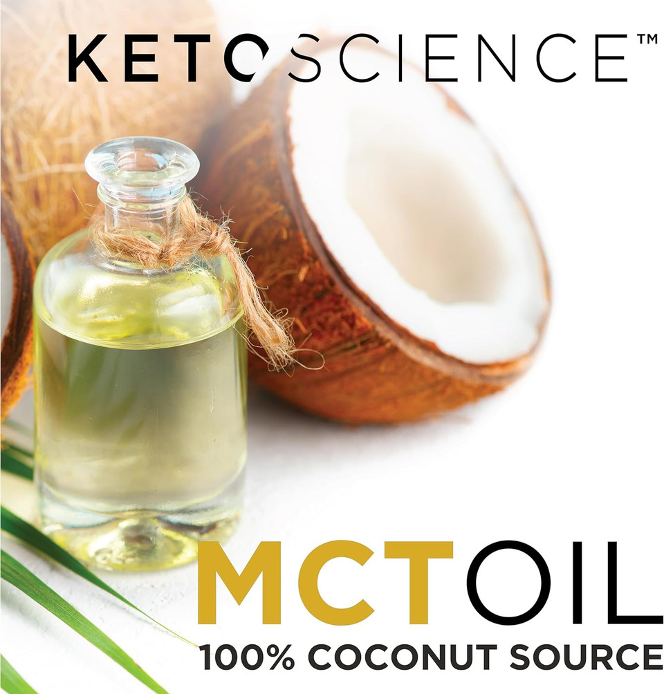 Keto Science Ketogenic MCT Oil Dietary Supplement, Made from 100% Coconuts, Sustained Natural Energy, Helps Burn Fat and Weight Loss, Unflavoured, 15 Fl Oz