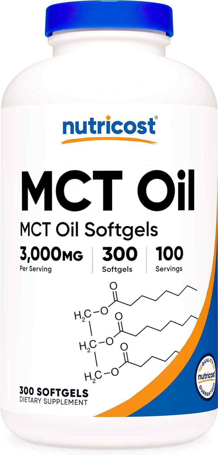 Nutricost Mct Oil Softgels 1000Mg, 300 Sfg (3,000Mg Serv) - Great For Keto, Ketosis, And Ketogenic Diets300 Count (Pack Of 1)