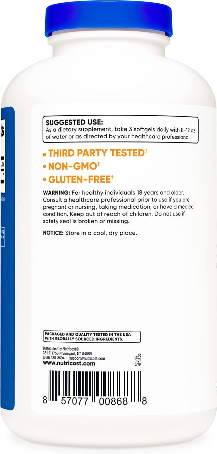 Nutricost Mct Oil Softgels 1000Mg, 300 Sfg (3,000Mg Serv) - Great For Keto, Ketosis, And Ketogenic Diets300 Count (Pack Of 1)