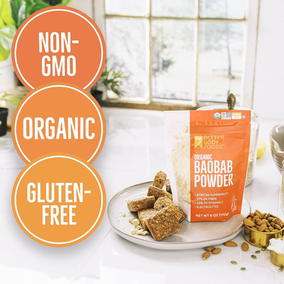 Betterbody Foods Organic Baobab Powder With Electrolytes, Iron, And Vitamin C (6 Oz.)