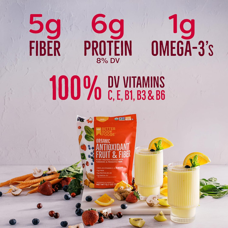 Betterbody Foods Organic Antioxidant Fruit And Fiber Superfood Blend, 12.7 Ounce, Powder