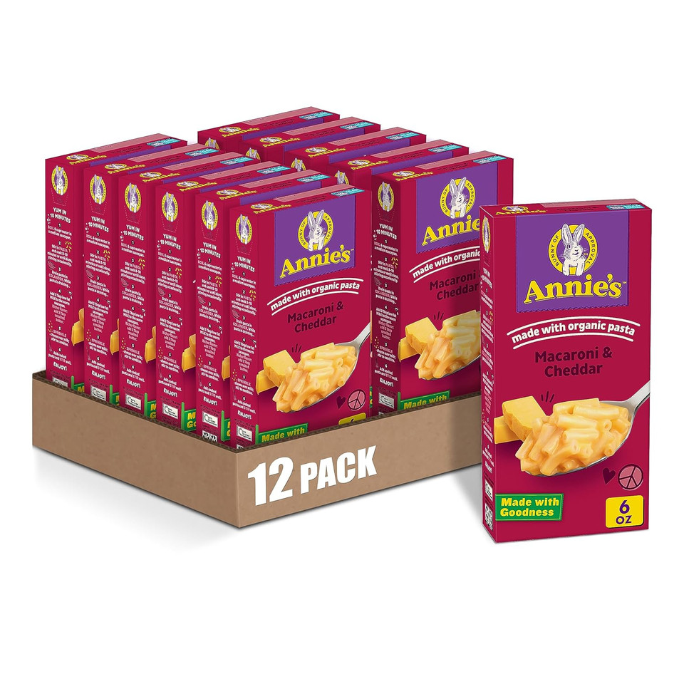 Annieã¢ÂS Reduced Sodium Cheddar Macaroni & Cheese Dinner With Organic Pasta, 6 Oz (Pack Of 12)6 Ounce (Pack Of 12)