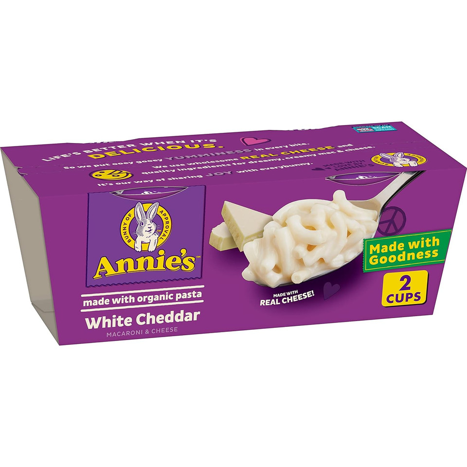 Annie's Macaroni and Cheese, White Cheddar & Organic Pasta, Microwaveable Cups, 2 Cups, 4.02 oz