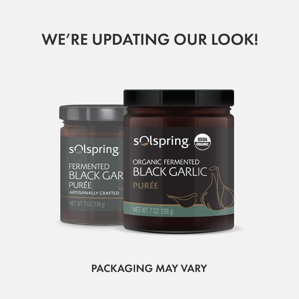 Solspring Organic Fermented Black Garlic Puree, 1 Jar (7 Oz.), Made In Usa, Usda Organic, Gluten Free, Soy Free, Vegan, Dr. Mercola
