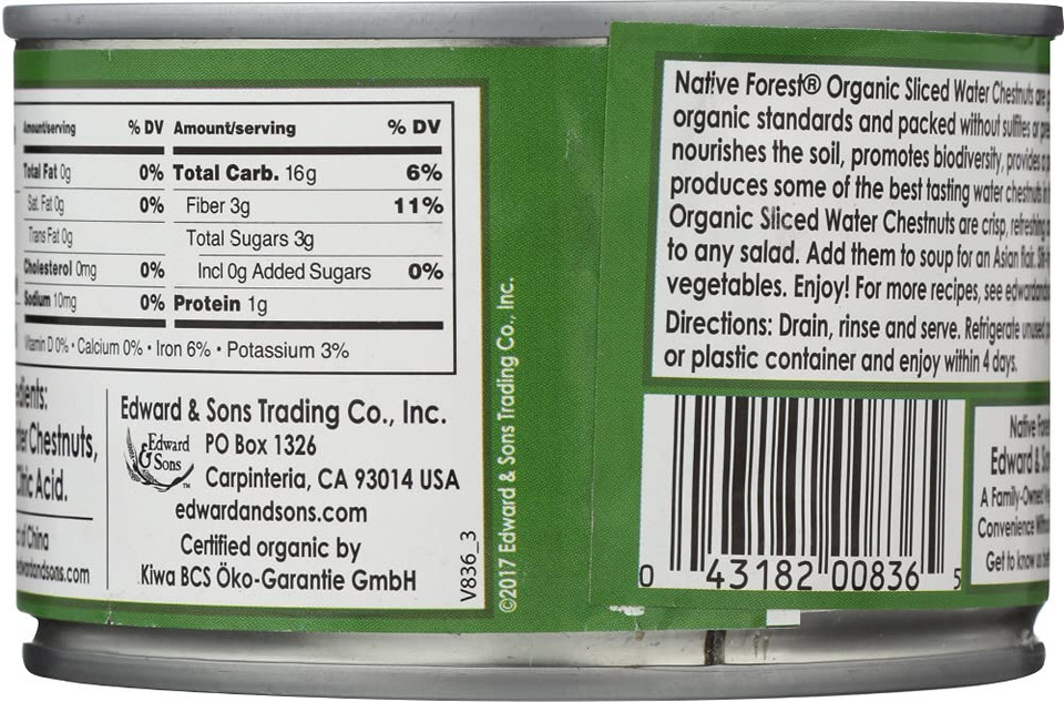 Native Forest Water Chestnut Sliced , 8 Oz