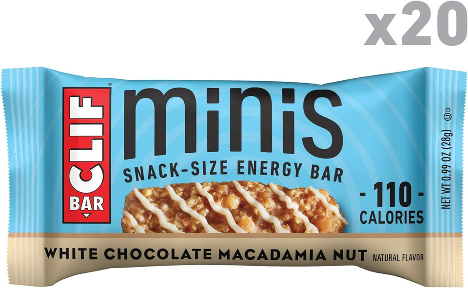 Clif Bar Minis - White Chocolate Macadamia Nut Flavor - Made With Organic Oats - Non-Gmo - Plant Based - Snack-Size Energy Bars - 0.99 Oz. (20 Pack)