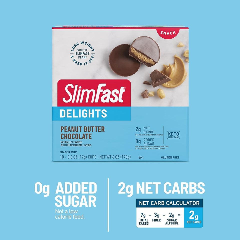 Slimfast Delights Peanut Butter Chocolate Snack Cup, 10 Count