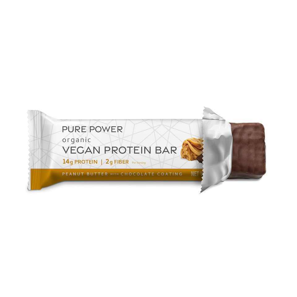 Dr. Mercola Pure Power Peanut Butter Protein Bars, 12 Servings, Non Gmo, Soy Free, Gluten Free, Vegan Protein Bars