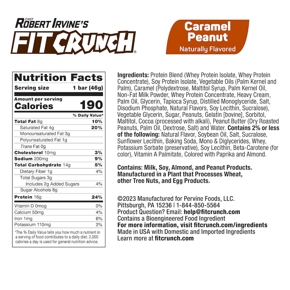 Fitcrunch Snack Size Protein Bars, Designed By Robert Irvine, Worldã¢ÂS Only 6-Layer Baked Bar, Just 3G Of Sugar & Soft Cake Core (Caramel Peanut)