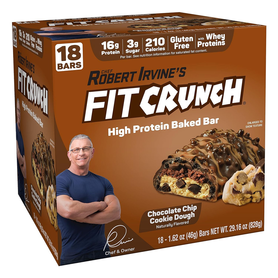 Fitcrunch Snack Size Protein Bars, Designed By Robert Irvine, Worldã¢ÂS Only 6-Layer Baked Bar, Just 3G Of Sugar & Soft Cake Core (Chocolate Chip Cookie Dough)
