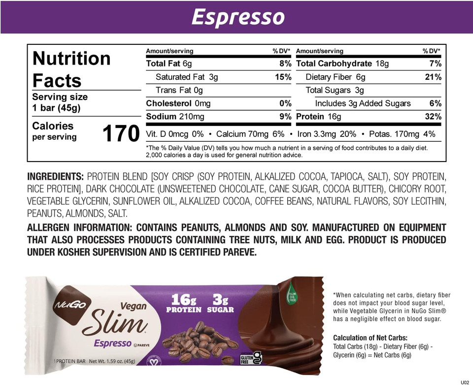 Nugo Slim 12Ct Variety 16-17G Protein, 3G Sugar, High Fiber, Low Net Carbs, Gluten Free