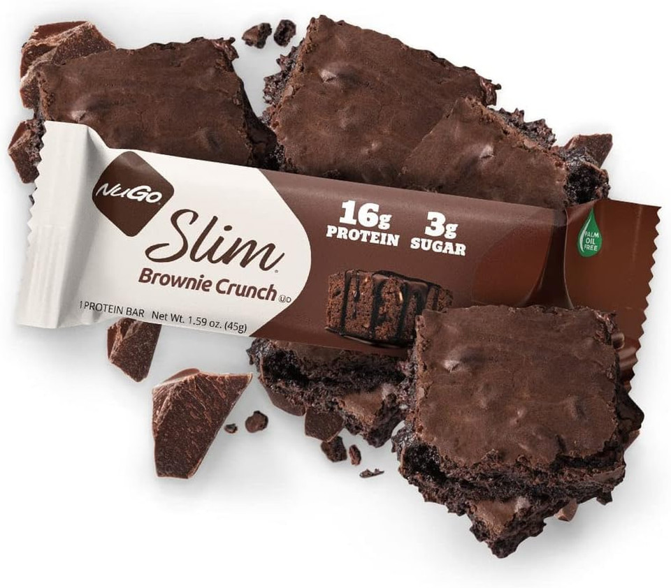 Nugo Slim 24Ct Variety - Crunchy Peanut Butter 12 Bars & Brownie Crunch 12 Bars, 16G Protein, Keto Friendly, Gluten Free, 24 Count