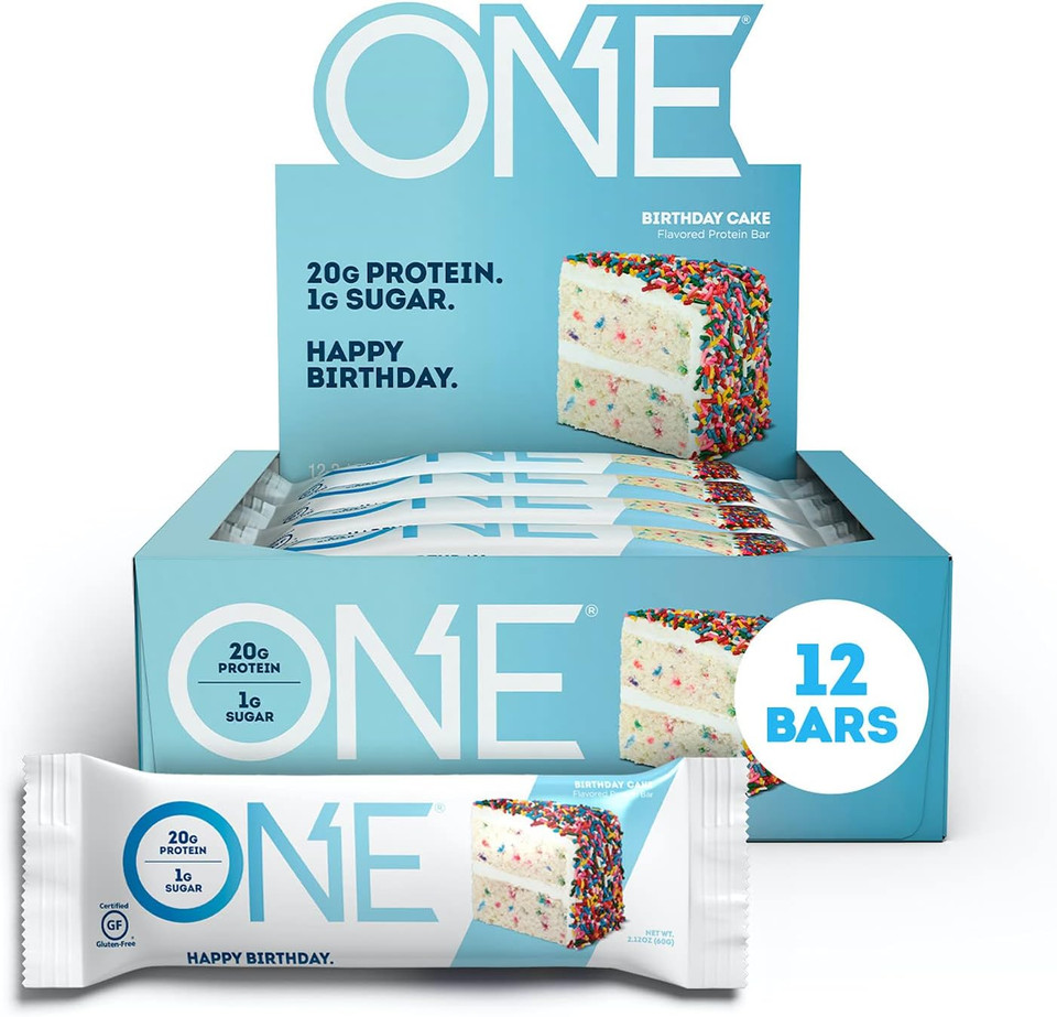 One Protein Bars, Birthday Cake, Gluten Free Protein Bars With 20G Protein And Only 1G Sugar, Guilt-Free Snacking For High Protein Diets, 2.12 Oz, 12 Count