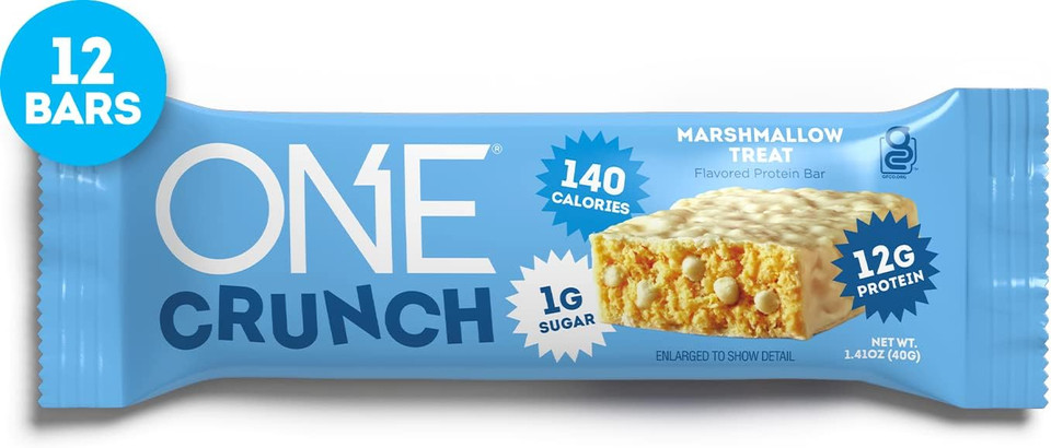 One Protein Bars, Crunch Marshmallow Treat, Gluten Free Protein Bars With 12G Protein And Only 1G Sugar, Healthy And Guilt-Free Snacking For Any Occasion (12 Count)