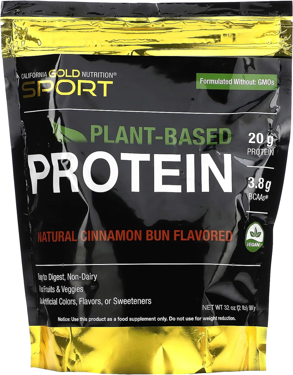 Plant-Based Protein, Cinnamon Bun, 2 Lb Pouch, California Gold Nutrition