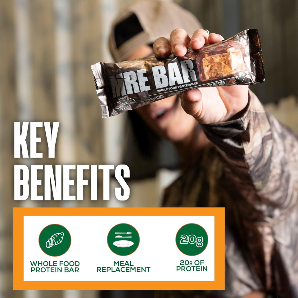 Redcon1 X Mossy Oak Mre Protein Bar, Caramel Trail Mix - 20G Of Whole Food Protein + Mct Oil - Easily Digestible, Macro Balanced Low Sugar Meal Replacement Bar (12 Count)12 Count (Pack Of 1)