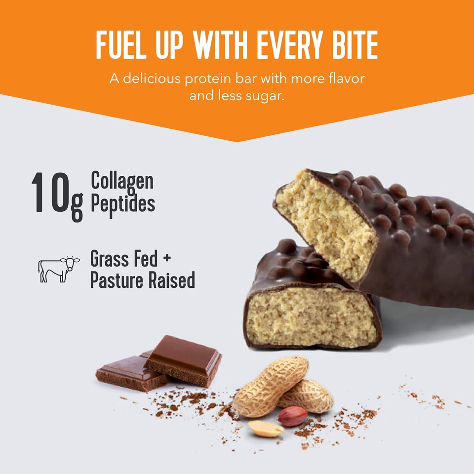 Vital Performance Protein Bar, Healthy Snacks, 20G Of Protein, 10G Of Collagen Peptides, Gluten Free, 2-3G Of Sugar, Low Lactose, 12 Pack, Salty Chocolate Peanut