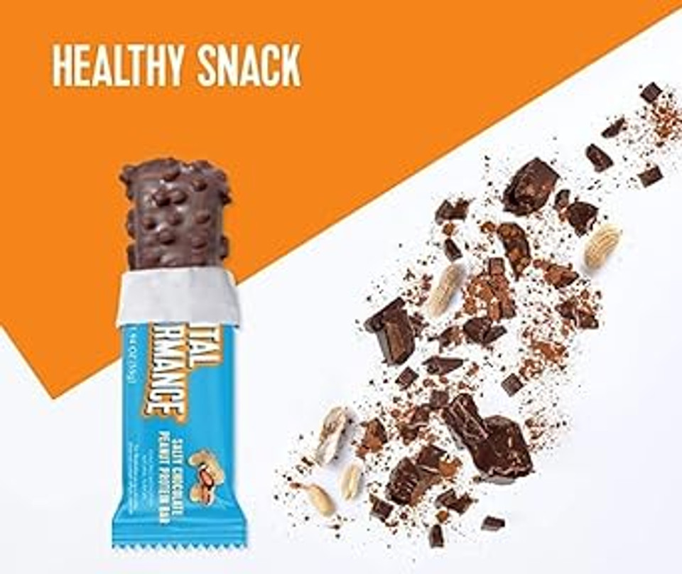 Vital Performance Protein Bar, Healthy Snacks, 20G Of Protein, 10G Of Collagen Peptides, Gluten Free, 2-3G Of Sugar, Low Lactose, 12 Pack, Salty Chocolate Peanut
