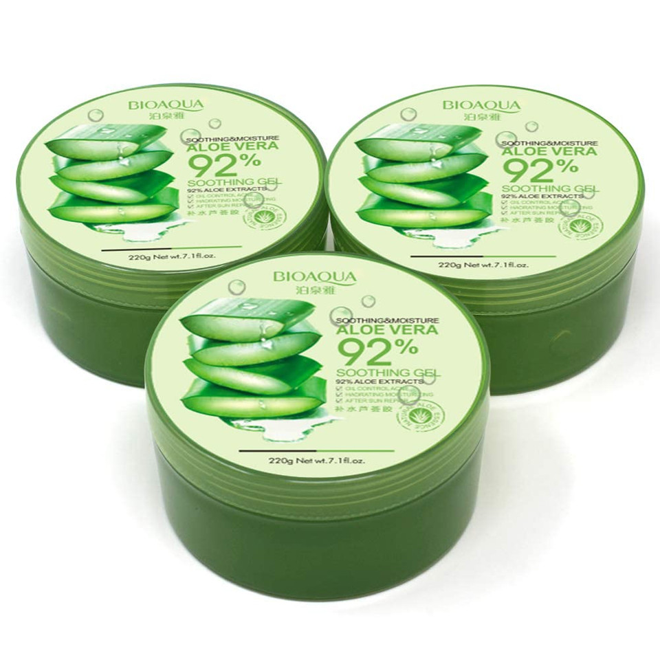 Bioaqua 92% Aloe Vera Extracts Hydrating Acne Spot Removing Face Night Cream Replenishment Soothing Long Lasting Gel 3X220G 22.3 Fl.Oz