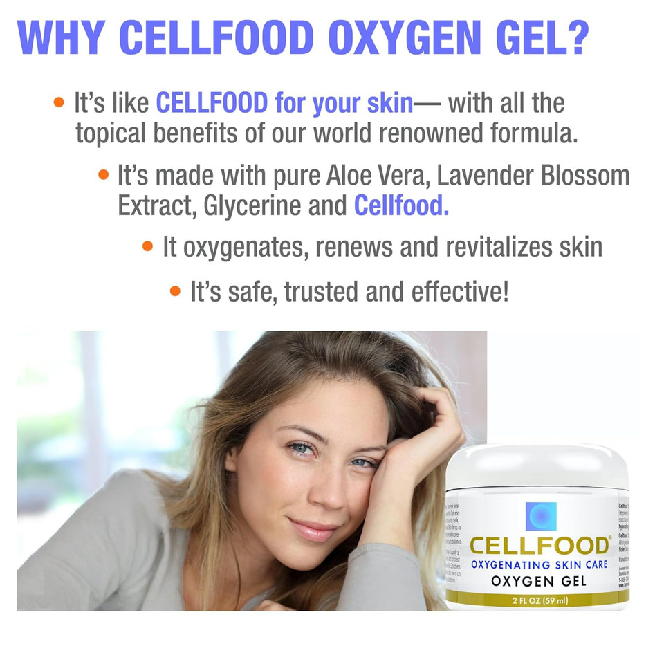 Cellfood Oxygen Gel, 2 Fl Oz - Nutrient Rich - Provides Moisture & Protection, Decreases Appearance Of Fine Lines - Aloe Vera, Lavender Blossom Extract, Cellfood & Glycerine - Hypoallergenic, Non-Gmo Cellfood Oxygen Gel, 2 Fl Oz - Nutrient Rich - Provides Moisture & Protection, Decreases Appearance Of Fine Lines - Aloe Vera, Lavender Blossom Extract, Cellfood & Glycerine - Hypoallergenic, Non-Gmo