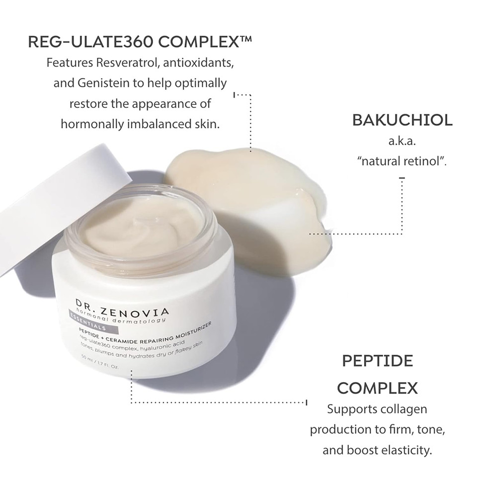 Dr. Zenovia Hormonal Dermatology Peptide + Ceramide Repairing Moisturizer - Moisturizing Face Cream With Hyaluronic Acid - Face Moisturizer For Women