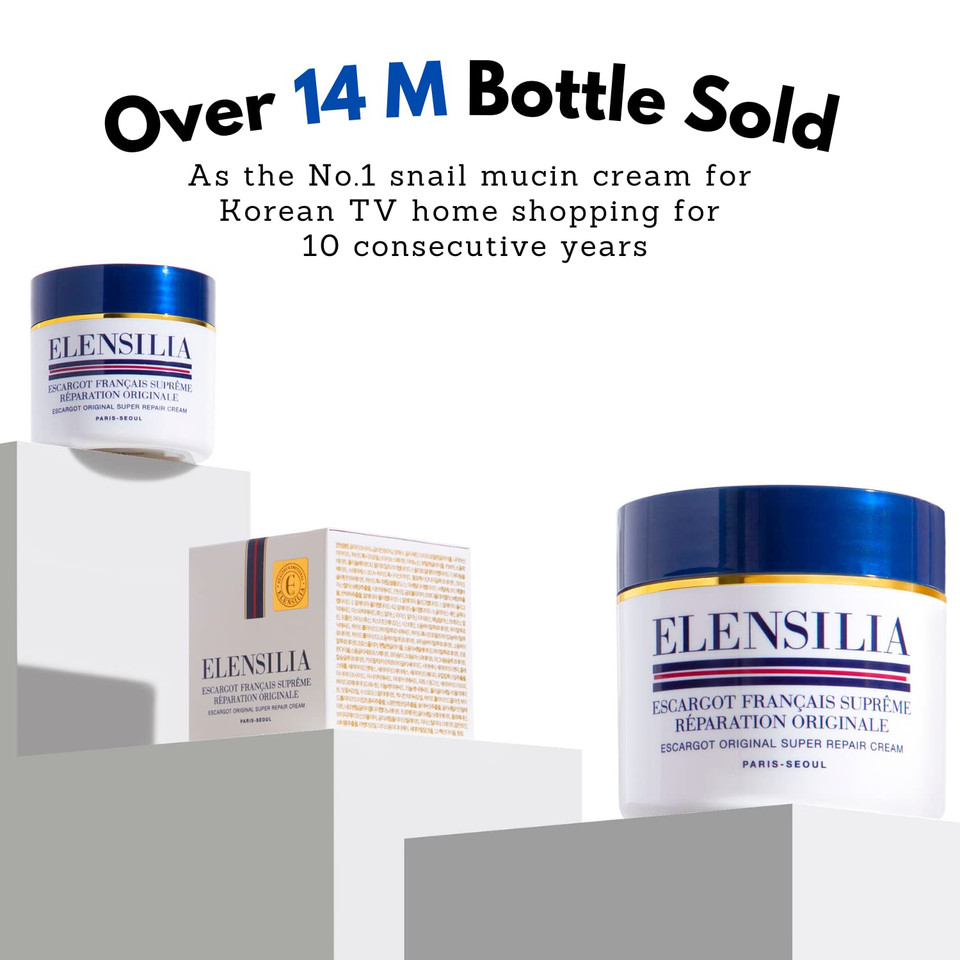 Elensilia Snail Super Repair Facial Cream 1.76 Oz I 80% 100% Genuine From French Sederma Snail Filtrate With Collagen, Ceramide, 8 Types Of Hyaluronic Acids | All In One Cream For All Skin Types