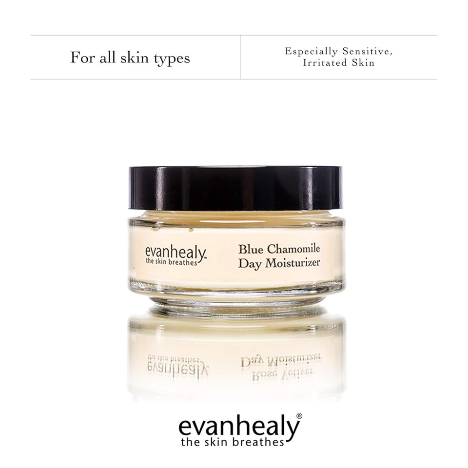 Evanhealy Blue Chamomile Day Moisturizer | Calming & Restorative Cream With Carrot Seed & Argan Oil | For Sensitive Skin