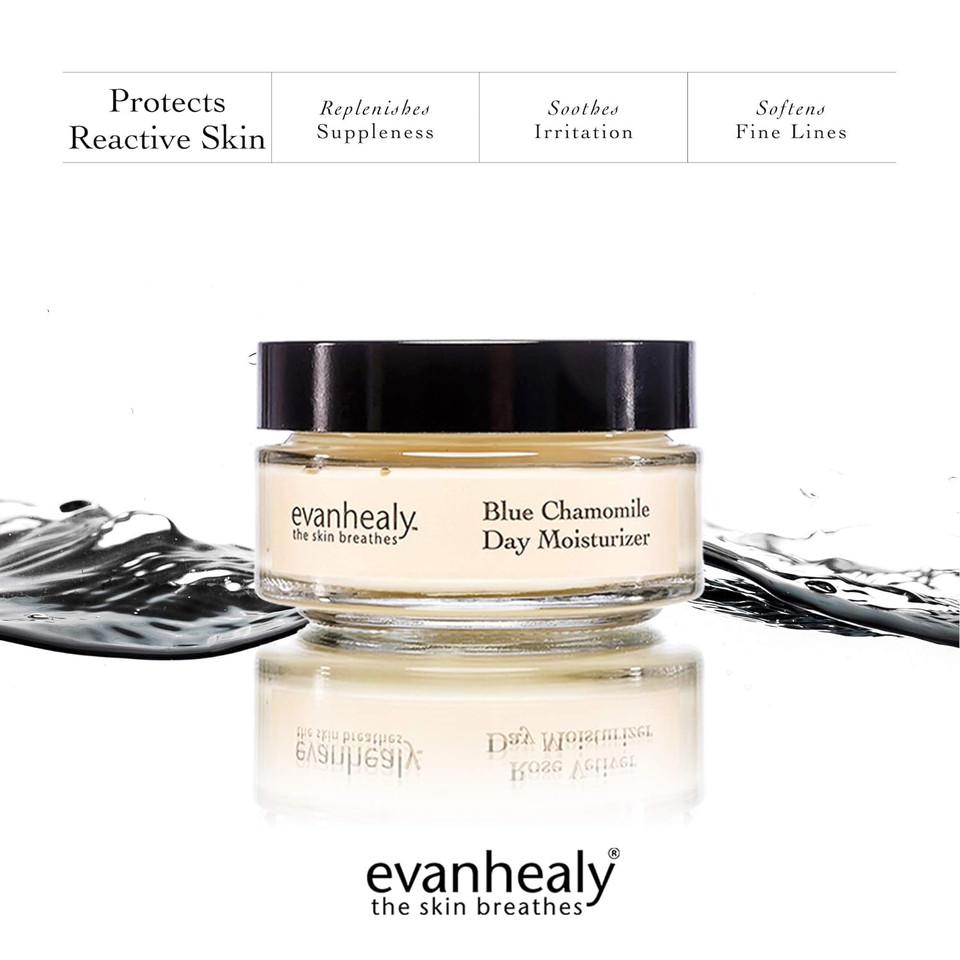 Evanhealy Blue Chamomile Day Moisturizer | Calming & Restorative Cream With Carrot Seed & Argan Oil | For Sensitive Skin