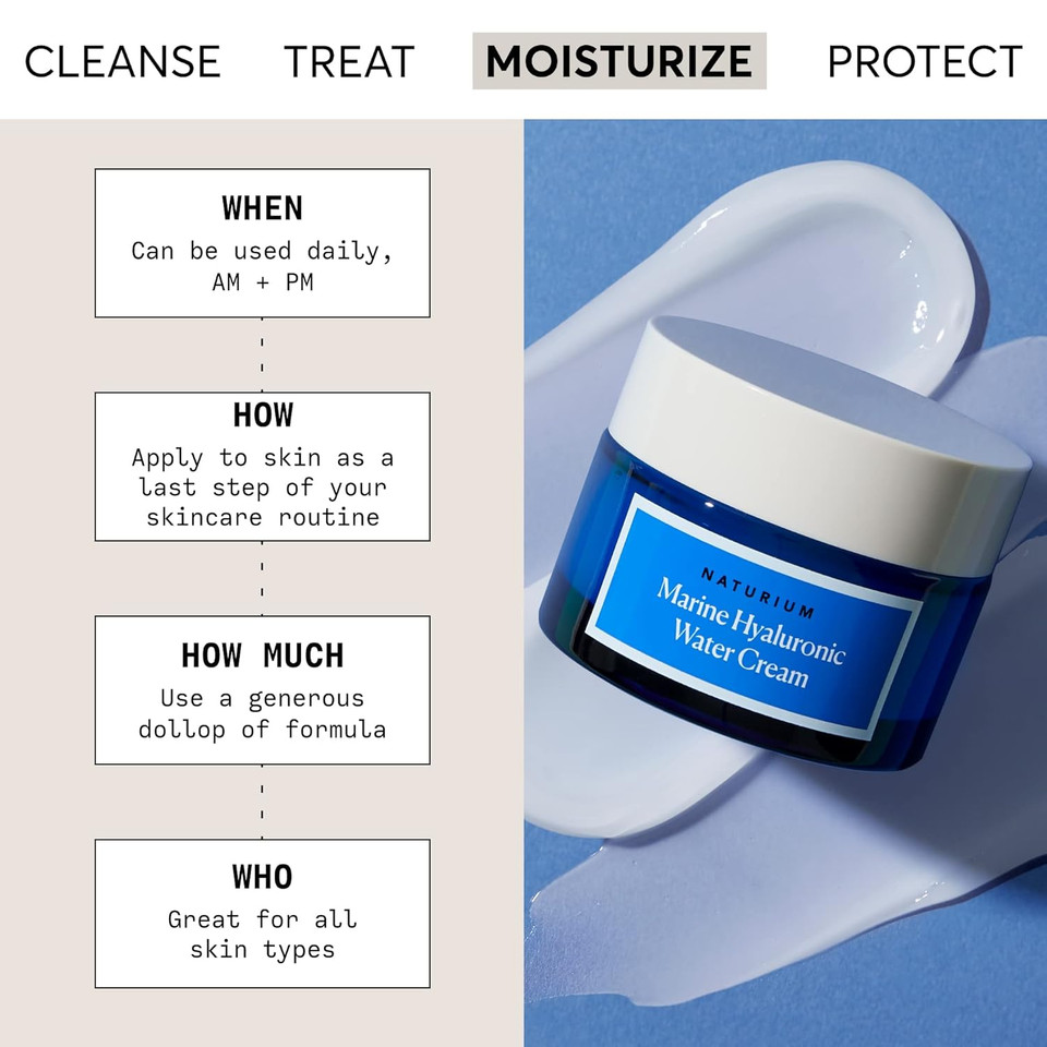 Naturium Marine Hyaluronic Water Cream, Face Moisturizer, Hydrating & Anti-Aging Skin Care, 1.7 Oz