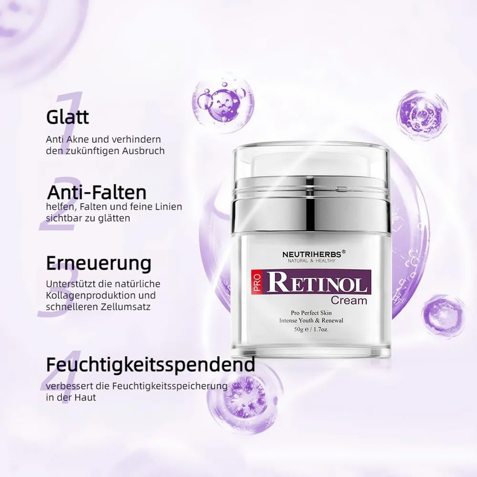 Neutriherbs Retinol Cream For Face,Night Facial Moisturizer Reduce Fine Lines And Smooth Wrinkles, Anti Aging Skincare, 1.7 Fl.Oz1.70 Fl Oz (Pack Of 1)