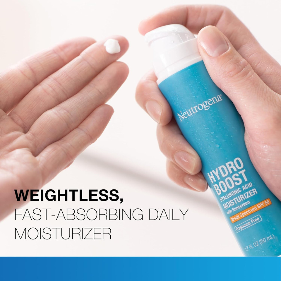 Neutrogena Hydro Boost Hyaluronic Acid Facial Moisturizer With Broad Spectrum Spf 50 Sunscreen, Daily Water Gel Face Moisturizer To Hydrate & Soothe Dry Skin, Fragrance-Free, 1.7 Fl. Oz