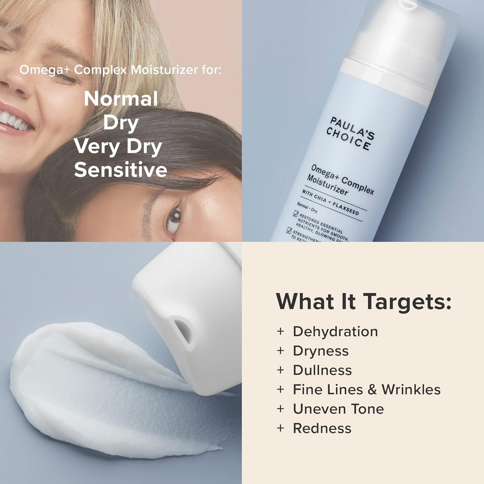 Paula'S Choice Omega+ Complex Lightweight Face Moisturizer, Shea Butter & Plant Oils, Brightening Vitamin C - For Dry & Sensitive Skin