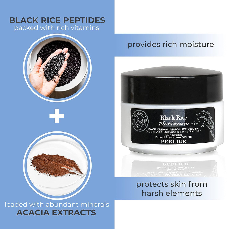 Perlier Black Rice Anti-Aging Face Moisturizer For Women - Wrinkle Cream - Anti-Aging Moisturizer Face Cream W/Black Rice Peptides & Acai Extracts - Youth Cream - Spf 15-1.5 Oz1.6 Fl Oz (Pack Of 1)