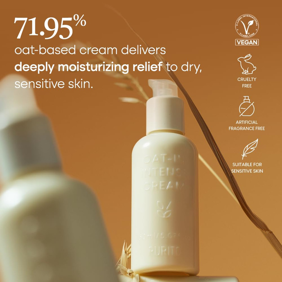 Purito Oat-In Intense Cream 150Ml / 5.07 Fl. Oz, Vegan Ingredients, Cruelty-Free, Facial Cream