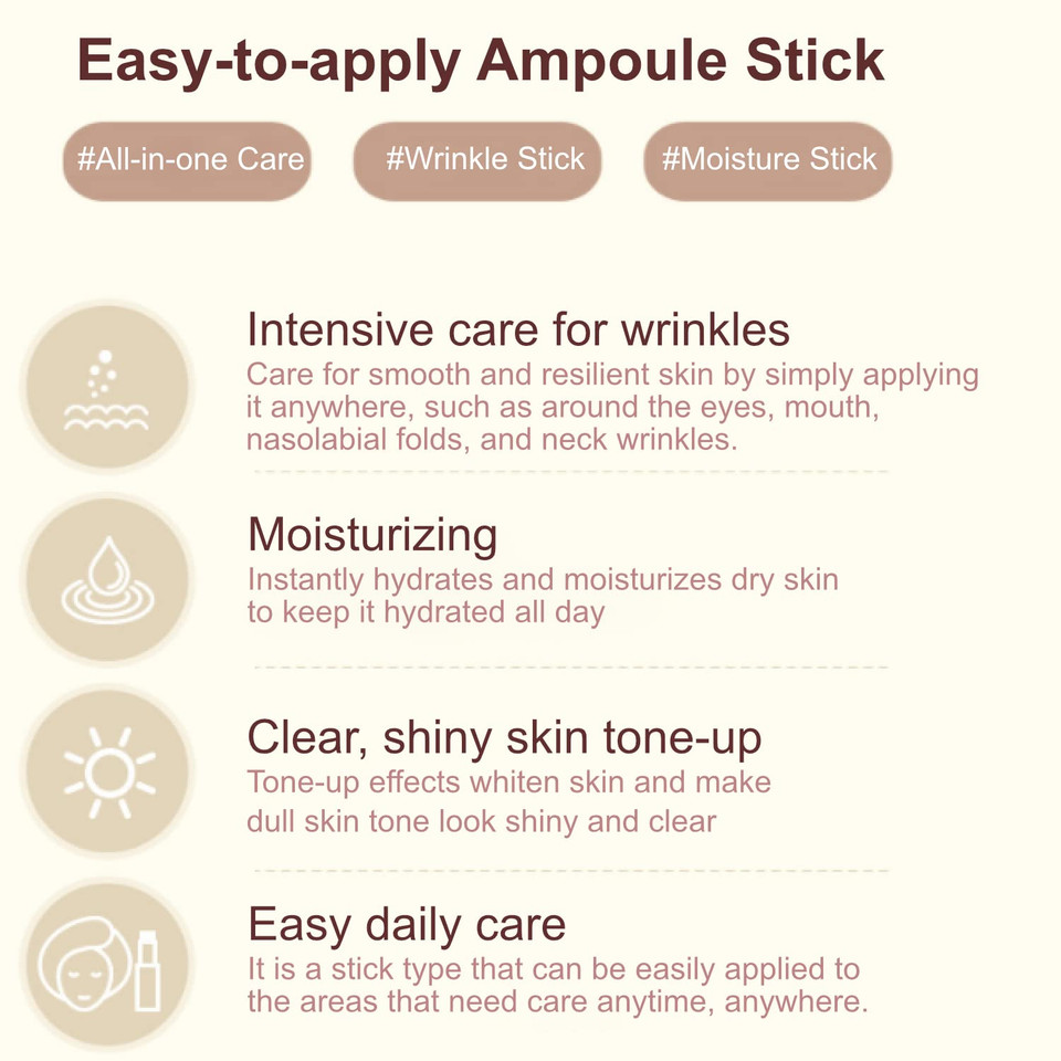 Rire Galactomyces Ampoule Stick 15G / 0.53 Oz. Moisturizing Wrinkle & Lip Care Portable Size Multi Usable